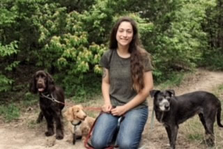 Tiffany Oberdorf with three dogs